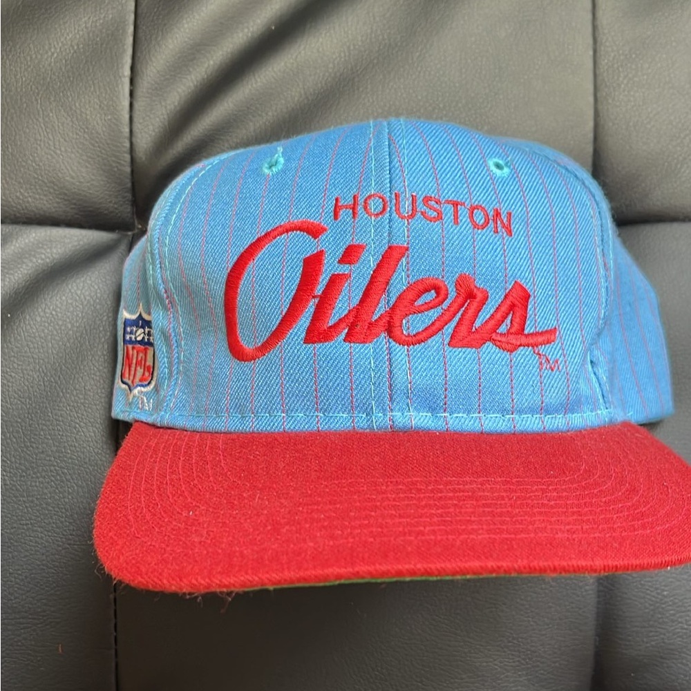 Houston Oilers Sports Specialties Pinstripe Script Snapback Hat RARE VINTAGE
